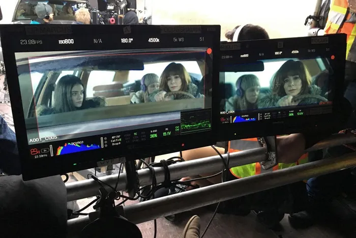 Car rig monitors for A-camera and B-camera.