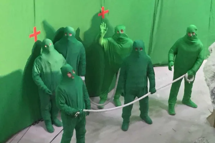 Chinese stunt crew rehearses a challenging scene.