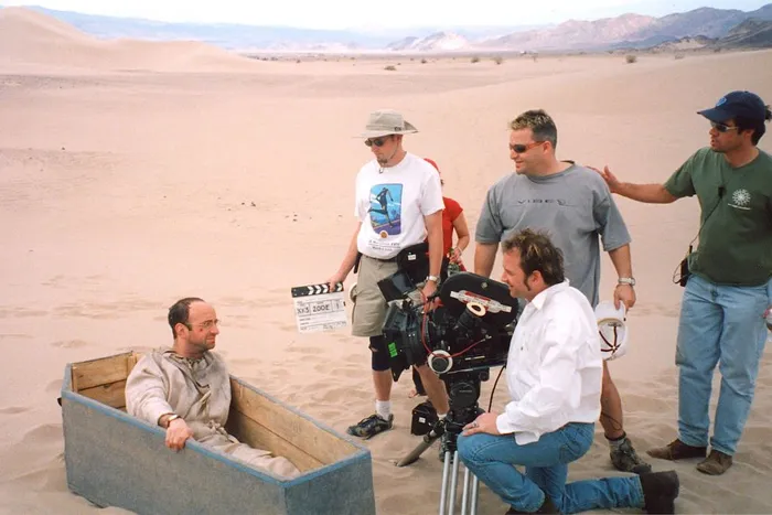 I’m filming actor Rob Labelle in Death Valley as director Nick Racz (in grey) looks on.