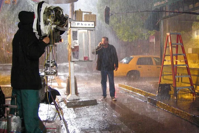 Jeff Daniels in a NYC downpour.
