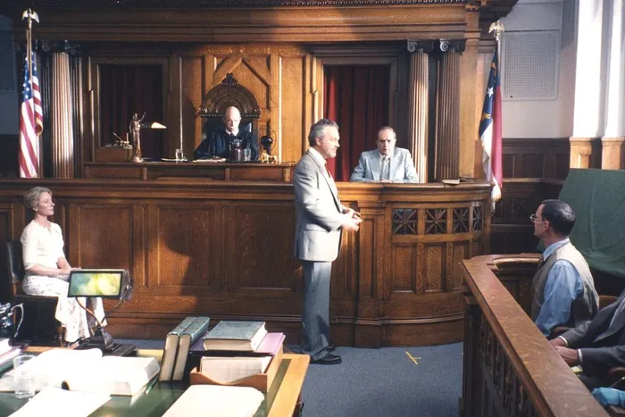 Bob Newhart is accused in this cockeyed courtroom.